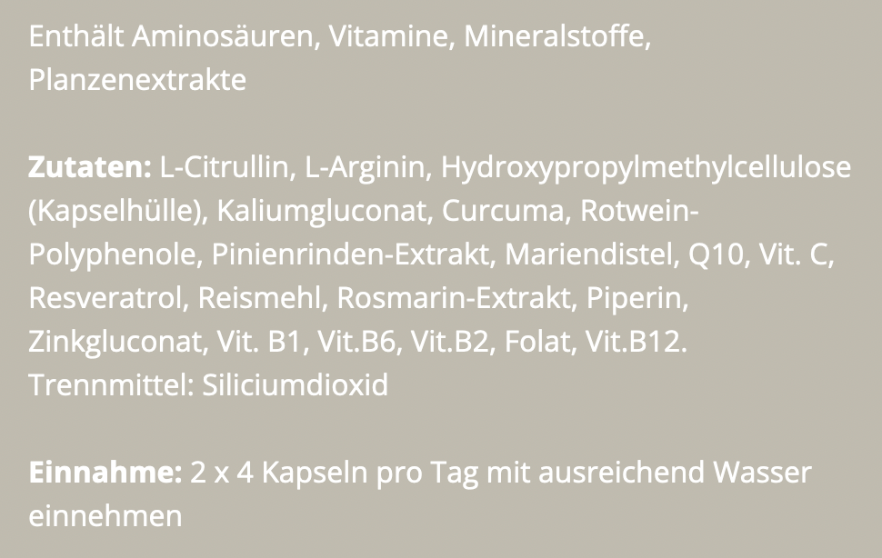 ZEST’VITAL: L-Arginin (Base), L-Citrullin, Rotwein-Polyphenole, 5-MTHF-Calcium u.v.a.m. (1x210g)