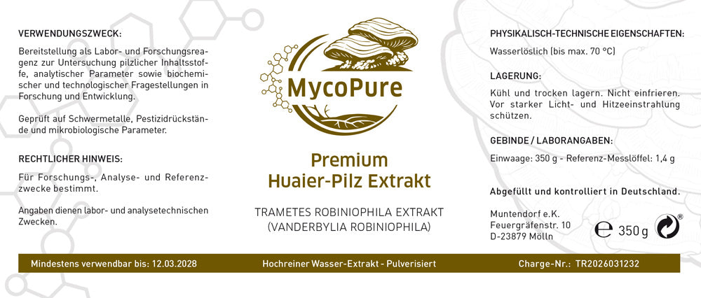 Huaier - Trametes robiniophila Murr. Extracto en polvo – 350 g / Polisacáridos 67,9 %; mínimo 42 % de betaglucanos garantizados,
